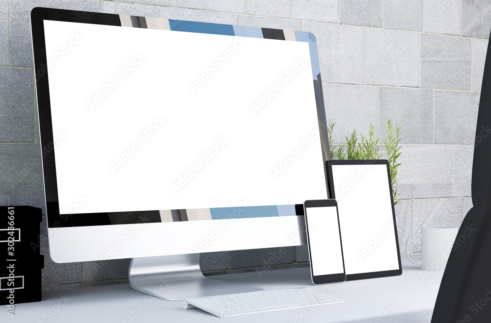 Wall mural responsive devices on desktop