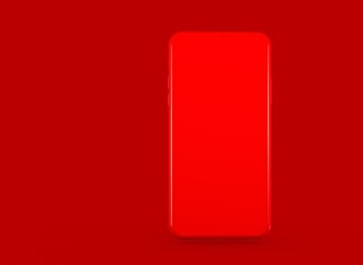New smartphone with blank screen isolated Flat 3d