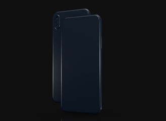 New smartphone with blank screen isolated Flat 3d