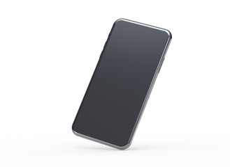 New smartphone with blank screen isolated Flat 3d