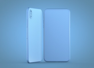 New smartphone with blank screen isolated 3d