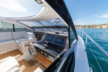 luxury motor yacht cockpit view