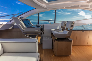 luxury motor yacht cockpit view