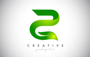 Z Leaf Letter Logo Icon Design in Green Colors Vector Illustration.