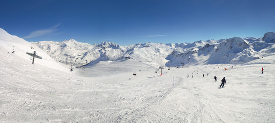 Panorama of ski slopes at Tignes, ski resort in the Alps, ski web bannerFrance