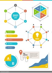 Vector set of business infographics element with light bubl. Gra