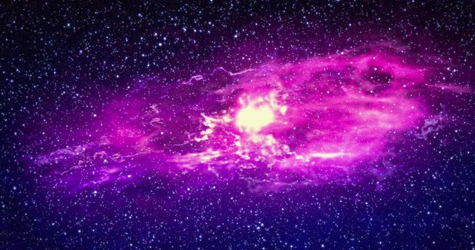 Star formation - Seamlessly looping video, which is showing a starry night sky with twinkling stars and a beautiful multicoloured protoplanetary nebula - ProRes