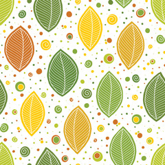 Hand drawn leaves on white background