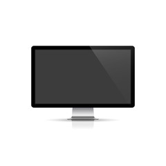 Realistic computer monitor mockup isolated on white background with shadow vector illustration. EPS 10