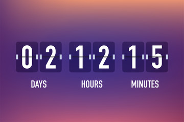 UI app digital count down circle board meter with circle time pie diagram. Countdown clock counter timer. Scoreboard of day, hour, minutes and seconds. © DG-Studio
