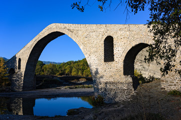 The traditional stone Bridge of Aziz Aga in northwestern Greece