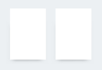 twor a4 Vector realistic white mock up with shadow. Format of official document. Compare of two lists. White paper realistic mockup