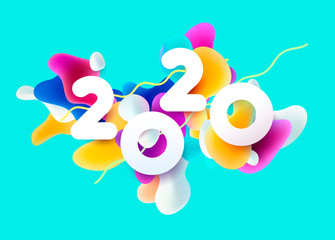 New year 2020. 3D colorful design.	