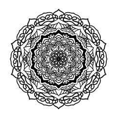 Circular pattern in the form of a mandala. Henna tatoo mandala. Mehndi style. Decorative pattern in oriental style. Coloring book page.