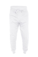 Blank training jogger pants color white front view on white background