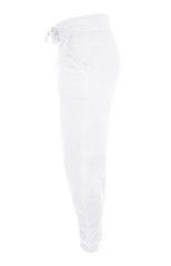 Blank training jogger pants color white side view on white background