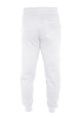 Blank training jogger pants color white back view on white background
