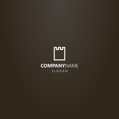 white logo on a black background. geometric line art vector logo of a medieval castle tower silhouette