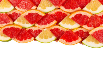 Pomelo and grapefruit slices background.