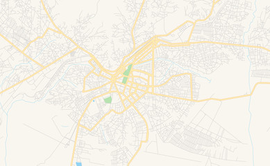 Fototapeta na wymiar Printable street map of Huambo, Angola