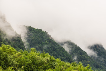 landscape with mountains and clouds