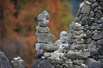 Stone towers piled up in a temple