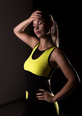 beautyful fitness woman after exercise, trained female body, healthy lifestyle concept