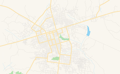 Printable street map of Daloa, Ivory Coast