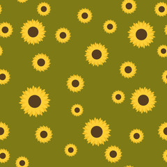 Sunflower seamless pattern vector illustration