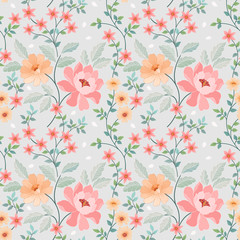 Fototapeta na wymiar Seamless colorful flowers vector for fashion prints, wrapping, textile, paper, wallpaper.