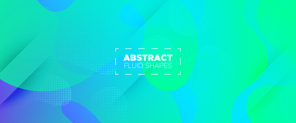 Teal Abstract Background. Fluid Shapes. 3d Modern 