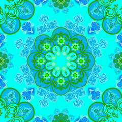    Round seamless pattern with mandala elements.