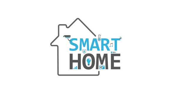 Smart home 2d animation. Home automation and remote control concept on white background. Internet things and modern smart technology