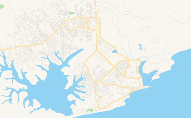 Printable street map of San-Pedro, Ivory Coast