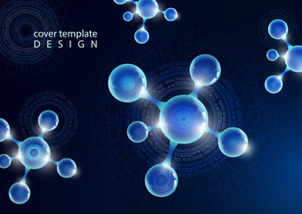 Abstract design of molecules. The concept of scientific technology. Futuristic background for medicine, science, technology, chemistry, physics.