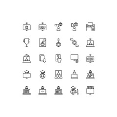 Set of online learning, study, education, tutorial outline style icon - vector