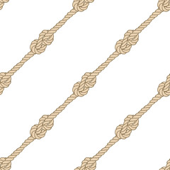 Seamless marine rope pattern, vector figure 8 knot