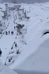 日本の観光名所、豪雪の大内宿。下後　福島　日本。１月下旬。