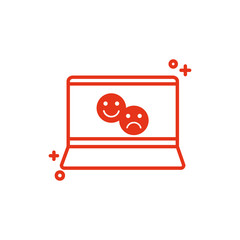Isolated laptop and help icon line design