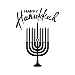  Happy Hanukkah card. Menorah vector icon for web design isolated on white background.