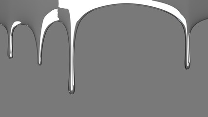 Silver liquid on gray background.3D render illustration For background.