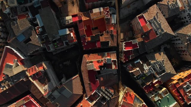 4K Drone Footage of colorful rooftops in Valencia
