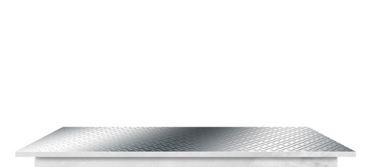 Metal steel surface marble tabletop isolated on white background. Used for display or montage your...