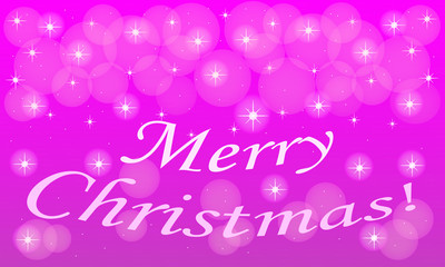 Merry Christmas greeting card, poster, purple starry background with Merry Christmas inscription.
