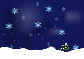 christmas background with tree and snowflakes