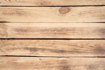 Natural wooden boards in vintage style. Textured wooden background with horizontal planks in rustic design with copy space. 