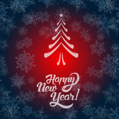 New Year greeting card text. Happy New Year lettering, vector illustration