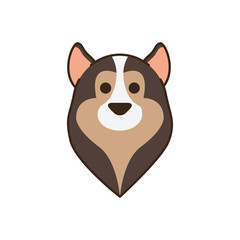 cute little dog collie head fill style icon
