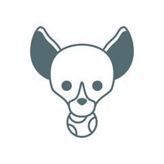 cute little dog chihuahua head with ball line style icon