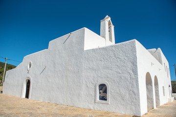 Fototapeta premium Old White Church of Santa Anges de la Corona, Ibiza, Spain.